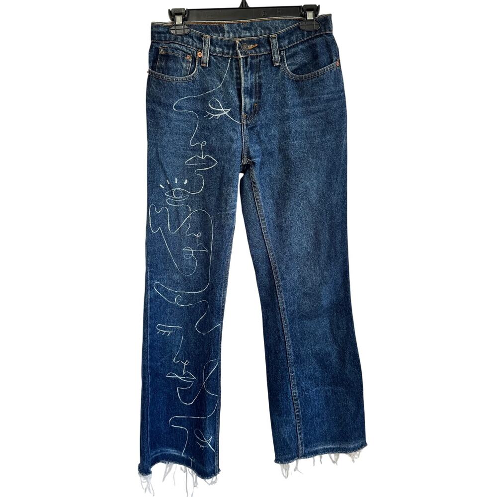 Vintage Jordache Custom Art to Wear Jeans Denim Blue Straight Leg Sz 5/6 Women's